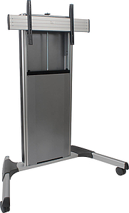 X-Large Fusion Manual Height Adjustable Mobile AV Cart finished in silver